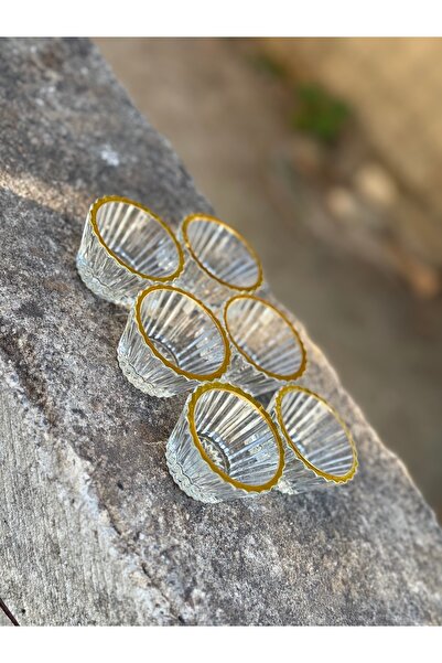 Hediye Köşkü 6 Kişilik Yaldızlı Mini Cam Kesme Lokumluk