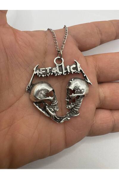 Yuchicly قلادة ميتاليكا ساد بيت ترو فضية اللون للنساء والرجال - موسيقى الروك ...