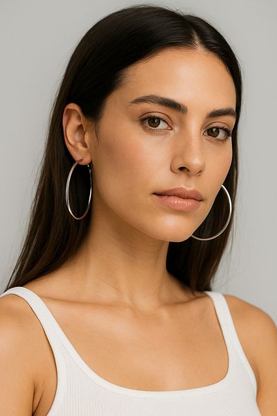 Luminos Butik Oversize Classic Hoop Earrings – Mk0015-Silver