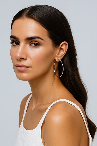 Luminos Butik Oversize Classic Hoop Earrings – Mk0015-Silver
