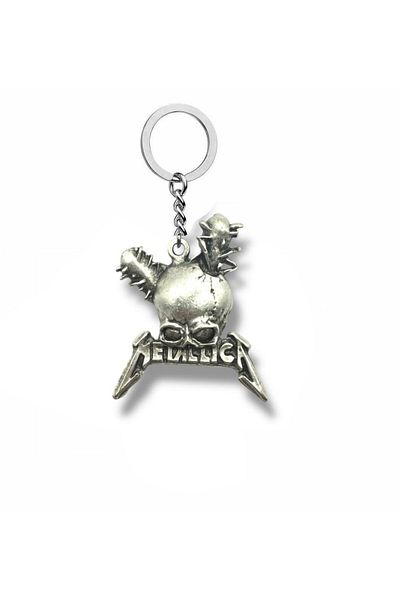Herşey Nota Metallica Damage Inc. Silver Color Unisex Metal Keychain – Rock and Metal Accessory