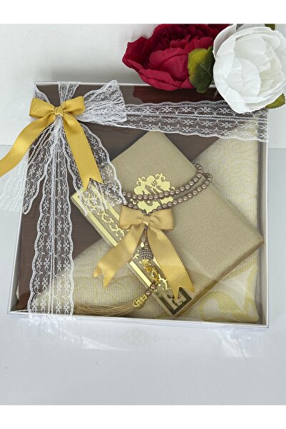 Markapolin Dowry Gift Luxury Prayer Rug Set – Yasin, Prayer Beads, Headscarf