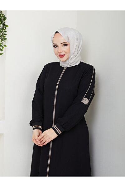 MissPul Women's Plus Size Epaulettes Piping Ferace New Season - Black