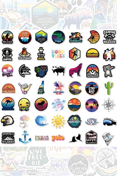 Grafikup 98 Pieces Camping Sticker Set - Reading Bullet Journal Scrapbook Agenda Laptop Phone Camping Sticker
