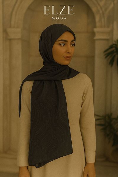 ELZE MODA A Quality Premium Wave Patterned Jacquard Silk Shawl