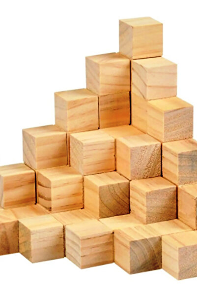 Mrm mobilya Wooden Cube Block 20 Pcs Natural 2 X 2 X 2 cm