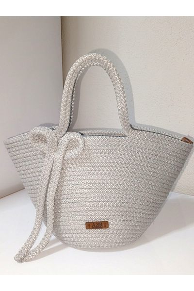 AZR HOME DESİGN Natural Jute Rope Handmade Bag Hand Bag Sleeve Bag Day Bag