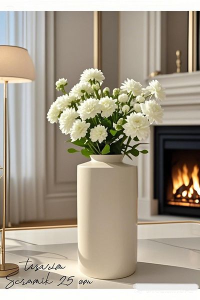 Lui Tasarım Nordic Bohemian Style Large Size Modern Stylish Ceramic White Venus Vase 25cm Decoration