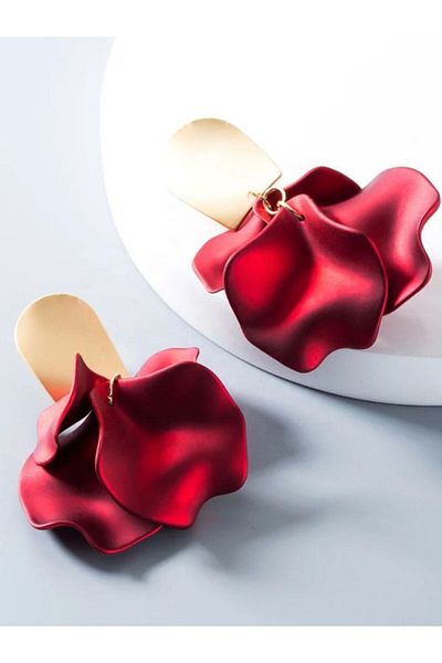 SYGGY SYGGY® earrings, petal pattern, red, 7.8cm