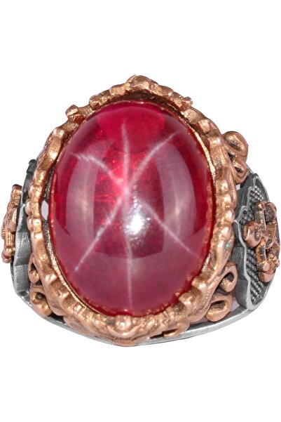 KAMBO Denizci Çapa Yüzüğü, Gerçek Doğal Star Ruby Taşı Yüzüğü, 925 Ayar Gümüş...