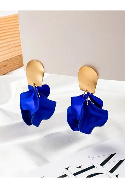 SYGGY SYGGY® earrings, petal pattern, blue, 7.8cm