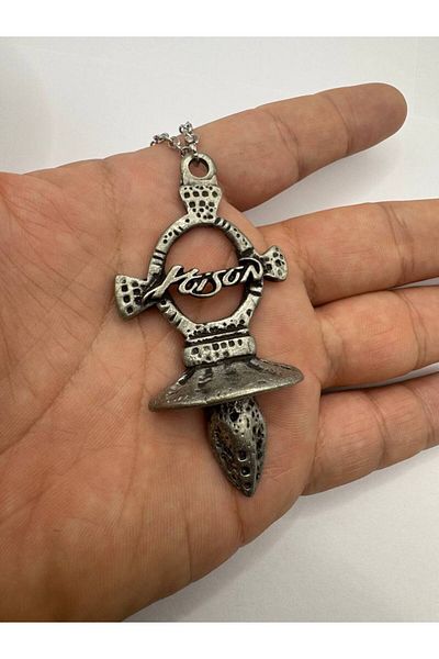 Herşey Nota Poison Band Logo Silver Color Unisex Necklace – Glam Rock and Metal Jewelry