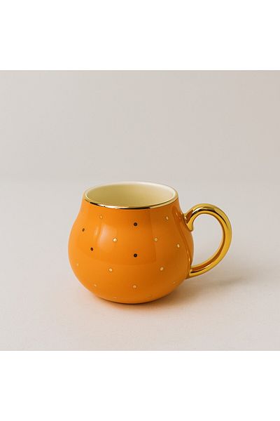 Kosova 247 Polka Dot Round Orange Porcelain Mug