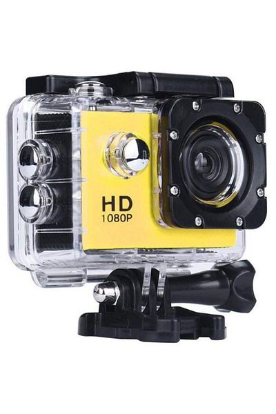SIKS ® Waterproof Sports Camera, HD 1080P, 12M, 2 inch, 90 min autonomy, Yellow