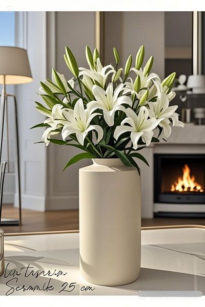 Lui Tasarım Nordic Bohemian Style Large Size Modern Stylish Ceramic White Venus Vase 25cm Decoration
