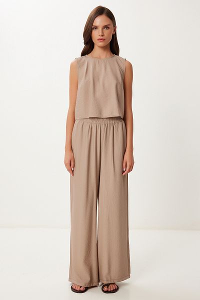 Lovelyİstanbul Tie Detailed Blouse Pants Set Beige Lrv0104