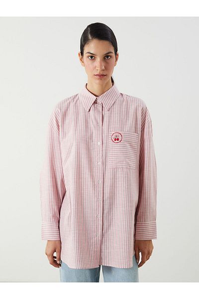 LC Waikiki New Season Cherry Nakisli Oversize Women's Shirt Tunic - S5Ge83Z8