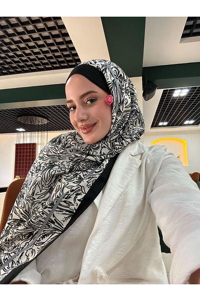 Oxygen Scarfs Fourty Floral Pattern Cotton Silk Shawl-202343