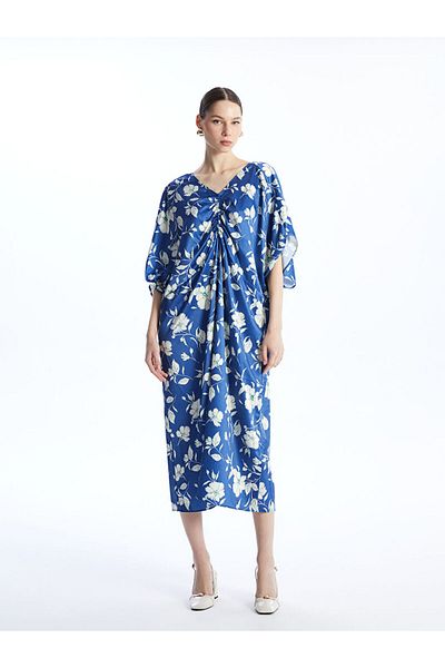 LC Waikiki Rochie de damă oversize din satin cu decolteu în V, sezon nou - S4HY31Z8