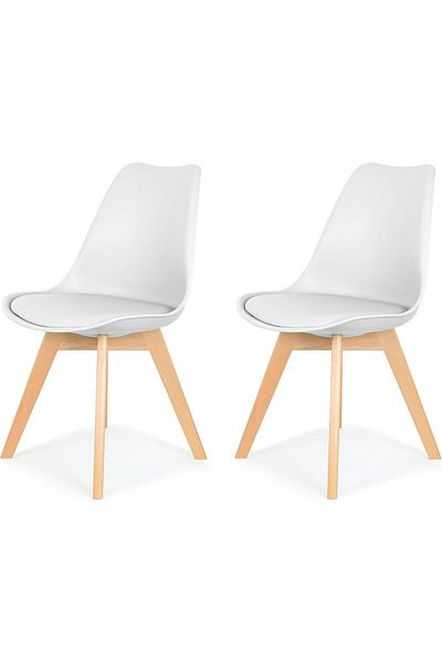 Generic 2-Dining Chair Modern Classic Style Chair with Leather Upholstered Padded Seat with Wooden Legs
