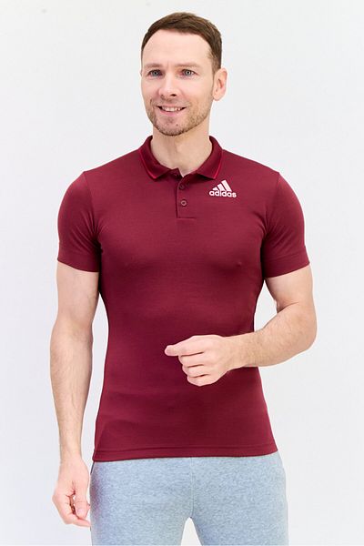 adidas Men Sportswear Fit Short Sleeves Outdoors Polo Shirt, Maroon