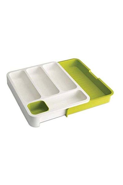 Generic Drawer Store With Cutlery Tray White/Green 29.2x6.2x38.3cm