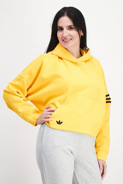 adidas Women Sportwear Fit Long Sleeves Cropped Hoodie, Yellow