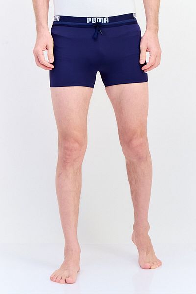 Puma Men Brand Logo Drawstring Swim Trunks, Navy