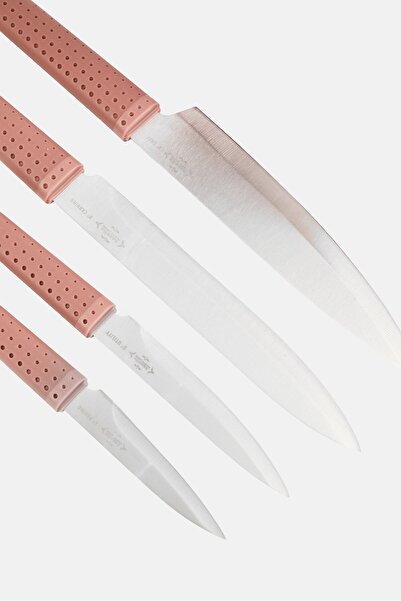 NANETTE LEPORE 4 Piece Knife With Block Set, Mauve