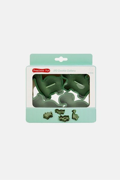 Preschool Fun 4 Pieces Silicone 3D Cookie Cutters, Green