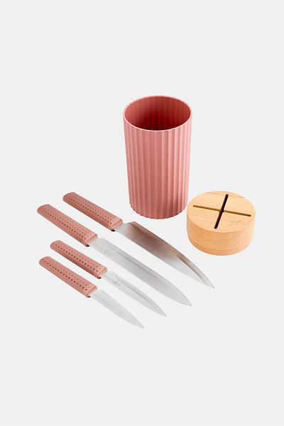 NANETTE LEPORE 4 Piece Knife With Block Set, Mauve
