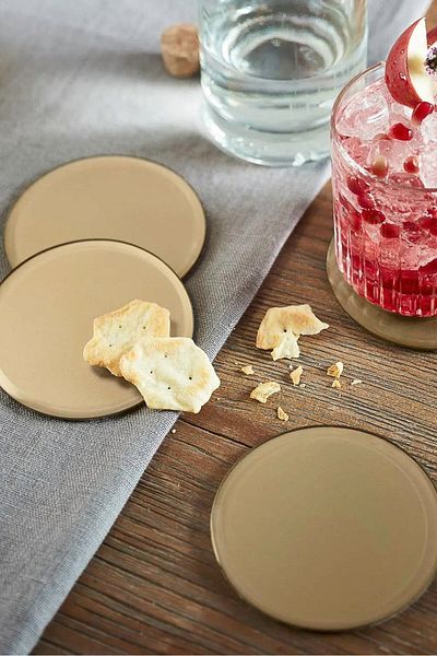 Tchibo 4,Pcs Glass Substitute Coasters, Gold