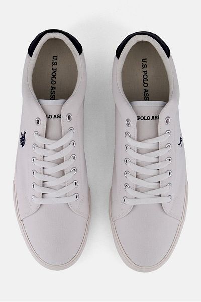 U.S. Polo Assn. Men Canvas-Eco Leather Lace Up Casual Shoes, White
