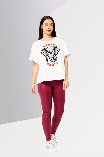 Kenzo Women Crew Neck Short Sleeves Embroidered T-Shirt, White