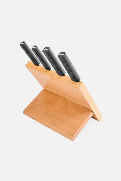 Catherine Malandrino Wooden Knife Block Set, Brown