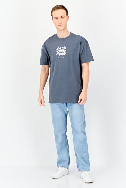 Threadbare Men Crew Neck Short Sleeve Graphic Print T Shirt, Grey