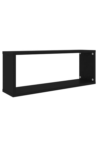 vidaxl Wall Cube Shelf 2 pcs Black 60x15x23 cm Engineered Wood