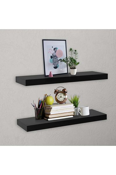 vidaxl Floating Wall Shelves 2 pcs Black 60x20x3.8 cm
