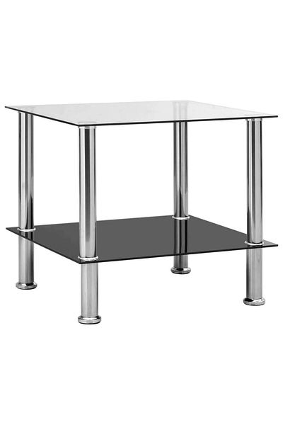 vidaxl Side Table Transparent 45x50x45 cm Tempered Glass