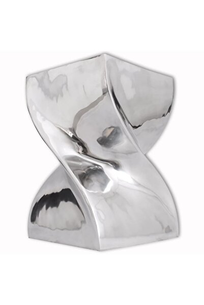 vidaxl Scaun/Masă laterală cu formă răsucită, aluminiu, argintiu