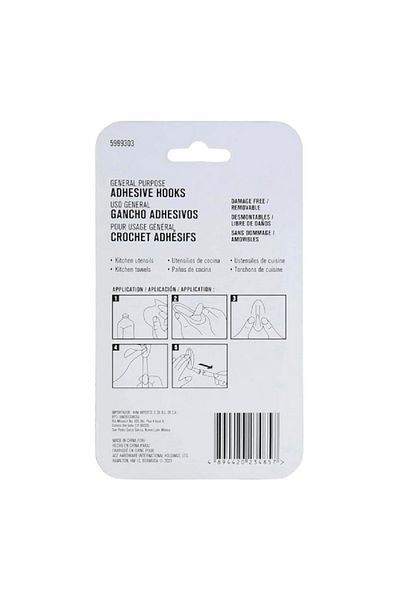 ACE 6-Piece Damage Free General Purpose Adhesive Hook with Strips Clear 2.8 x 2.2cm