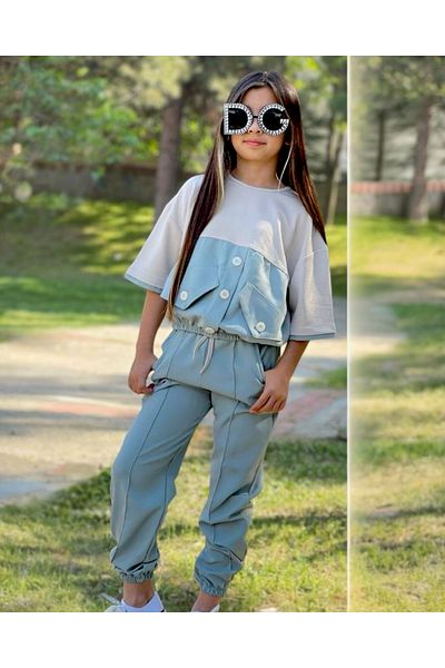 Modaayaz Comfortable and Stylish Green Candy Favorite Style Girl Model Top and Bottom Set