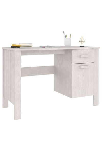 vidaxl Desk HAMAR White 113x50x75 cm Solid Wood Pine