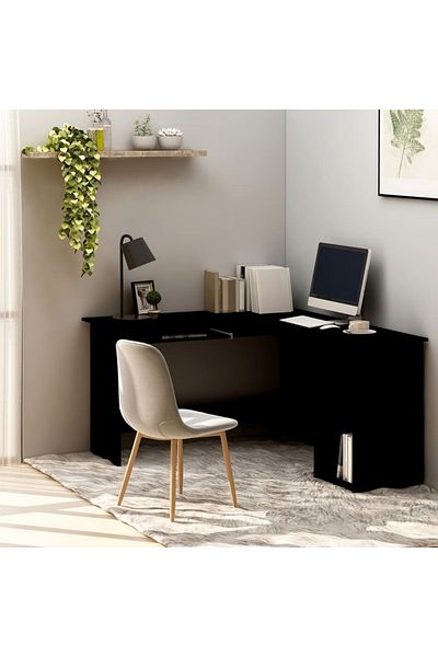 vidaxl L-Shaped Corner Desk Black 120x140x75 cm Engineered Wood