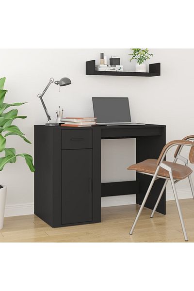 vidaxl Desk Black 100x49x75 cm Engineered Wood