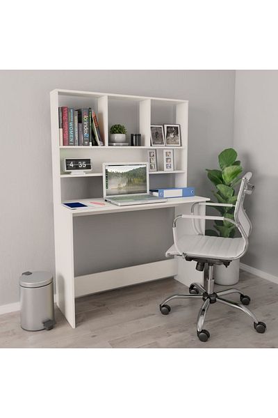 vidaxl Desk with Shelf White 110x45x157 cm Engineered Wood