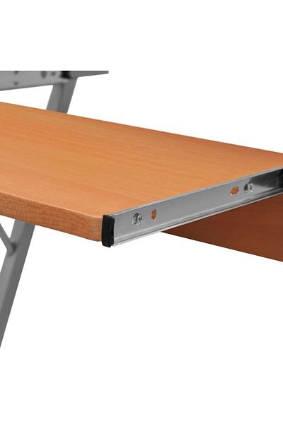 vidaxl Compact Computer Desk with Pull-out Keyboard Tray Brown