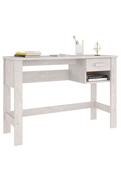 vidaxl Desk HAMAR White 110x40x75 cm Solid Wood Pine