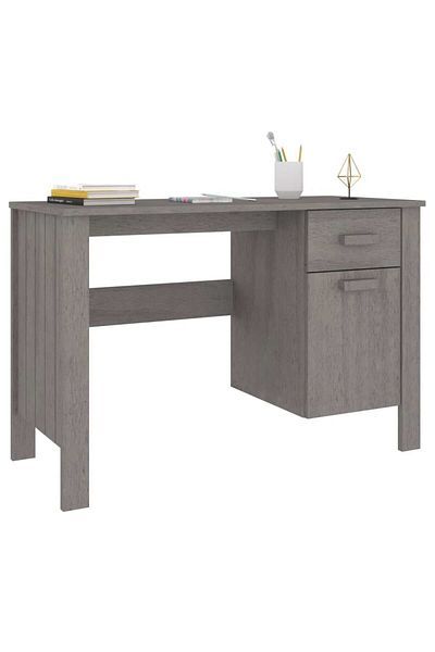 vidaxl Desk HAMAR Light Grey 113x50x75 cm Solid Wood Pine