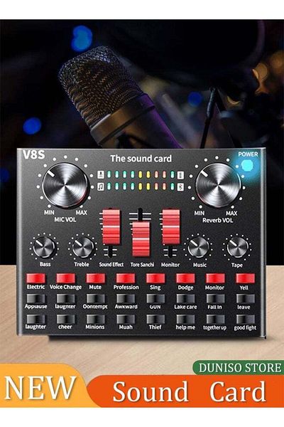 Generic DUNISO Sound Card V8 Multi-functional Live Sound Card USB Audio Interface Intelligent Volume Adjusta